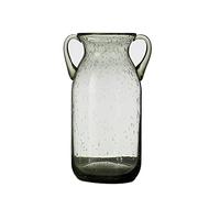 BestAlice Glass Vase Flowers for Decoration, Glass Vases for Centerpieces, Double Ear Flower Vase, Handblown Vase Clear, Decorative Vase for Dining Room, Bedroom, Bathroom, Mantel(L- Grey)