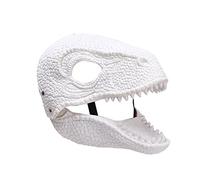 BestAlice Movie-inspired Dinosaur Mask with Opening Jaw, Realistic Texture and Color, Eye and Secure Strap, Dinosaur Mask Dinosaur Toys Head(White)