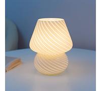 BestAlice Mushroom Lamp, Glass Mushroom Night Light USB Rechargeable Dimmable Small Bedside Lamp 3000/4000/5500k Bedroom Table Lamp, Vintage Style Decor Lamp, White
