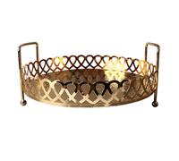 BestAlice Ottoman Countertop Decorative Tray European Style Fruit Plate Light Luxury Retro Style Elegant Decorative Golden Metal Serving Tray for Dessert Fruit Cake Tea