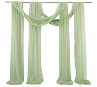 BestAlice Sage Green Wedding Arch Draping Fabric, 2 Panels Sheer Voile Backdrop Curtain Drapery with Shimmer for Rustic Wedding Reception Ceiling Drapes Stage