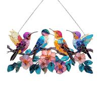 BestAlice Stained Glass Birds on Branch, Stained Birds Glass Window Hanging, Birds Stained Glass Suncatchers, Bird Stained Glass Ornament For Home Wall Window Decorations Love (C)