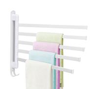 BestAlice Swivel Towel Rack for Bathroom, Stainless Steel 5-Arm Towel Bar, Space Saving Wall Mounted Towel Holder with Hook, 180 Degree Rotation Towel Hanger for Bathroom, Kitchen (White)