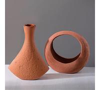 BestAlice Terracotta Vase for H ome Decor Set of 2, Ceramic Vase for Pampas Grass, Vases for Flowers, Dried Flower Vase, Modern Vases for Centerpieces, Small