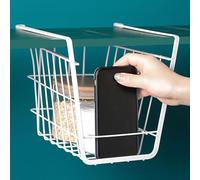 BestAlice Under Shelf Basket Storage Holds Metal Wire Rack Hanging Add On Storage Rack with Phone Holder for Kitchen, Office, Pantry, Bathroom, Cabinet