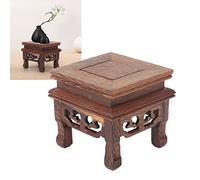 BestAlice Wood Risers Display Risers, 3.15x 3.15 Inch Wooden Display Stand, Wood Bonsai Pedestal, Small Square Teapot Base, Retro Style Wood Pedestal Stand Riser for Plant Teapot Jewelry