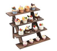 BestAlice Wooden Cupcake Stand Tower and Display Stands, 4 Tier Wooden Display Riser for Vendor Events, Farmhouse Cupcake Stands Table Dessert Display Stand