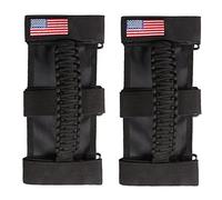 BESTAOO 2 x Roll Bar Grab Handles Paracord Grip Handle for Jeep Wrangler YJ TJ JK JL & Gladiator JT 1955-2022 UTV ATV, Fit for 2 to 4-inch Roll Bars, Upgrade Metal Buckle (Black)