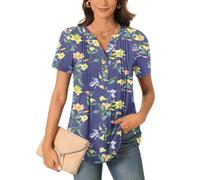 Bestbee Women's Short Sleeve Button-Down Shirts Plus Size, Ladies 2025 Summer Tops V Neck Tunic Tops Casual T-Shirts, XL, Lily Navy