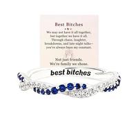 BestBitches Dual Interwoven Ring Set, Twisted Double Birthstones Wave Ring, Custom Double Wave Engraved Twisted Ring, Stackable Rings Friendship Jewelry Gift for Bestie Friend Sister