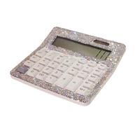 Bestbling Bling Bling Luxury Rhinestone Calculator for Women - 12-Digit Large Display, Handcrafted Sparkling Crystal Desk Calculator, Computer-Style Keys (Silver)