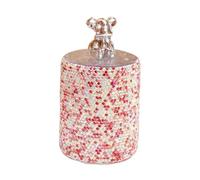 Bestbling Bling Luxury Rhinestone Toothpick and Cotton Swab Storage Box with Lid - Elegant Desktop Organizer for Makeup Removers, Cotton Swabs, and Snacks (Round Pink)