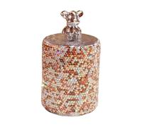 Bestbling Bling Luxury Rhinestone Toothpick and Cotton Swab Storage Box with Lid - Elegant Desktop Organizer for Makeup Removers, Cotton Swabs, and Snacks (Round Golden)