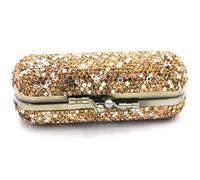 Bestbling Bling Rhinestone Crystal Lipstick Case Holder Organizer bag Cosmetic Storage for Women's Lipstick Jewelry Kit, Gold, 3.95"L x 1.38"W x 1.38"H, Bling