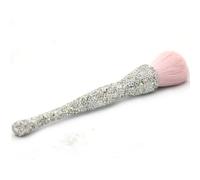 Bestbling Bling Rhinestone Large Mineral Powder Brush - Soft and Luxurious Makeup Foundation Brush for Large Coverage - Ideal for Blending, Buffing, and Setting (Silver)