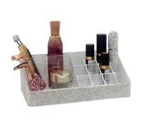 Bestbling Bling Rhinestone Luxury Multi-Functional Acrylic Transparent Makeup Organizers Display Rack -Large Capacity Cosmetic Organizer, Storage, Box & Desktop Lipstick Holder (Silver)