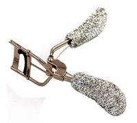 Bestbling Bling Rhinestones Makeup Eyelash Curler with Refill Silicone Pressure Pads and Spring Loaded for No Pinching or Pulling (Silver)