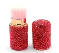 Bestbling Bling Rhinstones Retractable Brush for Face Makeup & Foundation for Liquid, Cream and Powder Face Makeup (Red)