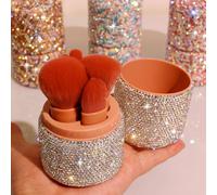 Bestbling Bling Sparkling rhinestone Five-Piece Makeup Brush Set-Complete Beauty Tool Kit for Flawless Makeup Application (Silver)