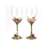 Bestbling Dragonfly Enamel Handcraft Artisan Painted Wine Glass Gift, Set of 2