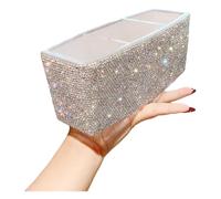Bestbling Luxury Bling Triple-Compartment Acrylic Makeup Brush Pen Holder - Creative and Stylish Desk Organizer Storage Box for Eyebrow Pencils, Lipsticks (Silver)
