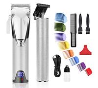 BESTBOMG Hair Clipper Men, Hair Trimmer Haircut Machine, Professional Beard Trimmer Cordless Shaver 6000RPM Electric Haircut Kit Ceramic Blade for Men and Family Use (Silver)