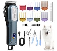 BESTBOMG Professional Dog Grooming Clippers for Thick Heavy Coats Low Noise High Power Rechargeable LED Display Cordless Pet Shaver for Small & Large Dogs Cats