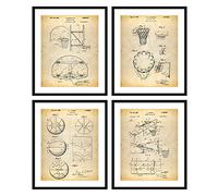 Bestbuddy Pet Vintage Basketball Ball Goal Hoop Patent Print Set of 4 Basketball Coach Basketball Decor Wall Poster Art Print Party N051