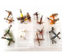 BestCity Irish Wulff Dry Trout Flies 16 Pack with Free Fly Box Sizes 8-12 Fly Fishing Flies Set