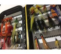 BestCity Salmon Fly Box with 24 Double Salmon Flies - Traditional Salmon Fishing Fly Selection in black Fly Box