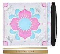 bestcool 2025 Neoprene Mahjong Mat with Rules for Table, Odorless, Free of PAHs, No Creases American Mahjong Mat with Instructions, Anti-Slip, Noise Reduction Mahjong Gift (Flower-A, 33in*33in)