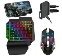 Bestcool Half Handed Gaming Keyboard and Mouse Combo, RGB Backlit 39 Keys Wired Mechanical Keyboard with Wrist Rest, 3200 DPI Wired Gaming Mouse, Converter for PUBG, Android Phone Games, Not for iOS