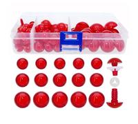 BESTCYC 1Box(120pcs)10mm/15mm/20mm Red Plastic Safety Eyes Crystal Craft Crochet Doll Eyes with Washers for DIY Making or Repair of Amigurumi Stuffed Animal,Doll,Toy, Crochet, Supplies