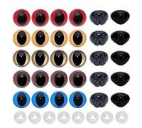 BESTCYC 1Box(30pcs) Large Plastic Safety Eyes and Nose - 5Colors 24mm Solid Plastic Safety Eyes Craft Eyes and 26.5mm Black Safety Nose Dog Nose Craft Nose with Washers for Teddy Bear Doll Plush
