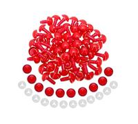 BESTCYC 1Box(50pcs) 10mm Red Plastic Safety Eyes with Red Pupils Threaded Design Craft Eyes with Washers for DIY Making and Repair Making of Amigurumi Stuffed Animal,Doll,Toy, Crochet, Supplies