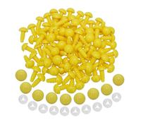 BESTCYC 1Box(50pcs) 10mm Yellow Plastic Safety Eyes Threaded Locked Designed Craft Eyes with Washers for DIY Making or Repair of Amigurumi Stuffed Animal,Doll,Toy, Crochet, Supplies