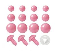 BESTCYC 1Box(80pcs) Pink Plastic Safety Eyes,3Different Size Threaded Design Craft Eyes with Washers for DIY Making and Repair Making of Amigurumi Stuffed Animal,Doll,Toy, Crochet, Supplies
