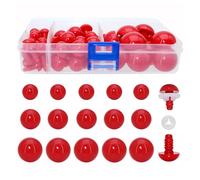BESTCYC 1Box(80pcs) Red Plastic Safety Eyes,3Different Size Threaded Design Craft Eyes with Washers for DIY Making and Repair Making of Amigurumi Stuffed Animal,Doll,Toy, Crochet, Supplies