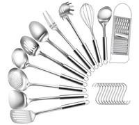Bestdin Kitchen Utensils Set 22Pcs - Nontoxic Stainless Steel Cooking Utensils Set with Hooks, Non-Stick & Heat Resistant Utensil Set, Dishwasher Safe, Mirror Polished