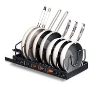 Bestdin Pull Out Pot and Pan Organizer for Cabinet - Pans and Pots Organizer for Kitchen Storage Cabinets with 8 Adjustable Dividers, Removable & Drill-Free Installation, Multi-Purpose Storage Rack