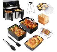 Bestdin Silicone Air Fryer Liners for Ninja - 14Pcs Air Fryer Accessories for Ninja Foodi AF300UK/400UK and Other 7.6L-9.5L Dual Zone Fryers, Reusable & Heat Resistant, Dishwasher Safe