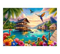 Bestdon 1000 Piece Puzzle for Adults, Parrot Flamingo Dolphin Animal Jigsaw Puzzle, Challenging Lakeside Sea Scenic Tropical Islands Puzzle