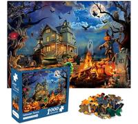 Bestdon 1000 Pieces Halloween Puzzles for Adults, Horror Haunted House Jigsaw Puzzle Scary Skeleton Pumpkins Jigsaw Puzzle Jack - o - Lanterns Ghost and Witch as Halloween Party Decoration