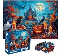 Bestdon Jigsaw Puzzles for Adults 1000 Pieces, Halloween Horror Castle Puzzle Pumpkins Spooky Jigsaw Puzzles Scary Skeleton Haunted House Party Home Decoration