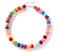 Besteel Chunky Beaded Necklace for Women Trendy Boho Colorful Resin Bead Choker Necklaces Gold Conch Heart Statement Pendant Necklace Large Summer Beach Jewelry Gifts Birthday Mother's Day, Resin, No