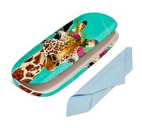 BestEioyo Eyeglasses Case, Durable Hard Shell Box Portable Protective Glasses Cover Box for Men and Women with Cleaning Cloth, Giraffe, One Size