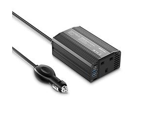 BESTEK Power Inverters 12V to 240V 230V 300W Inverter Transformer Car Charger Lighter Adapter with 3 Pin Plug and Dual USB Ports for Your Laptop, iPad, iPhone, Tablet, Consoles & More (Black)