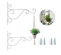 Bestenrose 2 Pack 10" Iron Hanging Plants Bracket Decorative Wall Planter Hanger Hooks with Screws for Bird Feeder Lanterns Wind Chimes (White)
