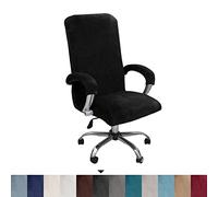 Bestenrose Velvet Office Chair Cover Stretch Computer Desk Armchair Cover Slipcover Replacement Washable Rotating Universal Chair Covers with Arm Cover (black, Medium)