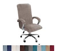 Bestenrose Velvet Office Chair Cover Stretch Computer Desk Armchair Cover Slipcover Replacement Washable Rotating Universal Chair Covers with Arm Cover (brown, Large)